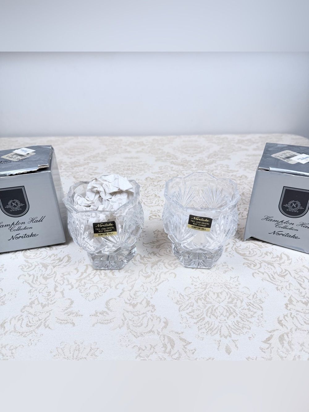 Noritake Vintage Clear Lead Crystal Votives - Pair - W. Germany, Hampton Hall